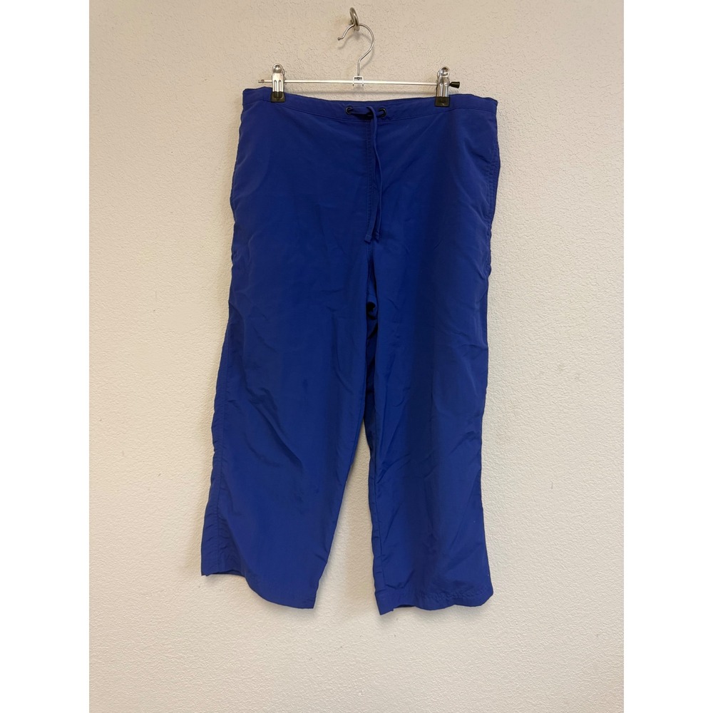 LL Bean Supplex Nylon Crop Pants Royal Blue Drawstring Mesh Lined Womens Small